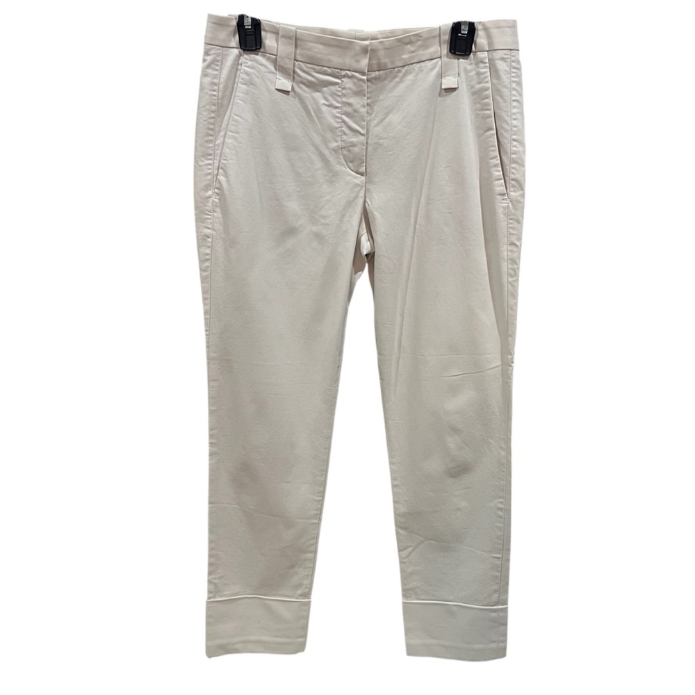 Brunello Cucinelli Women's Khaki Cotton Trousers US 6